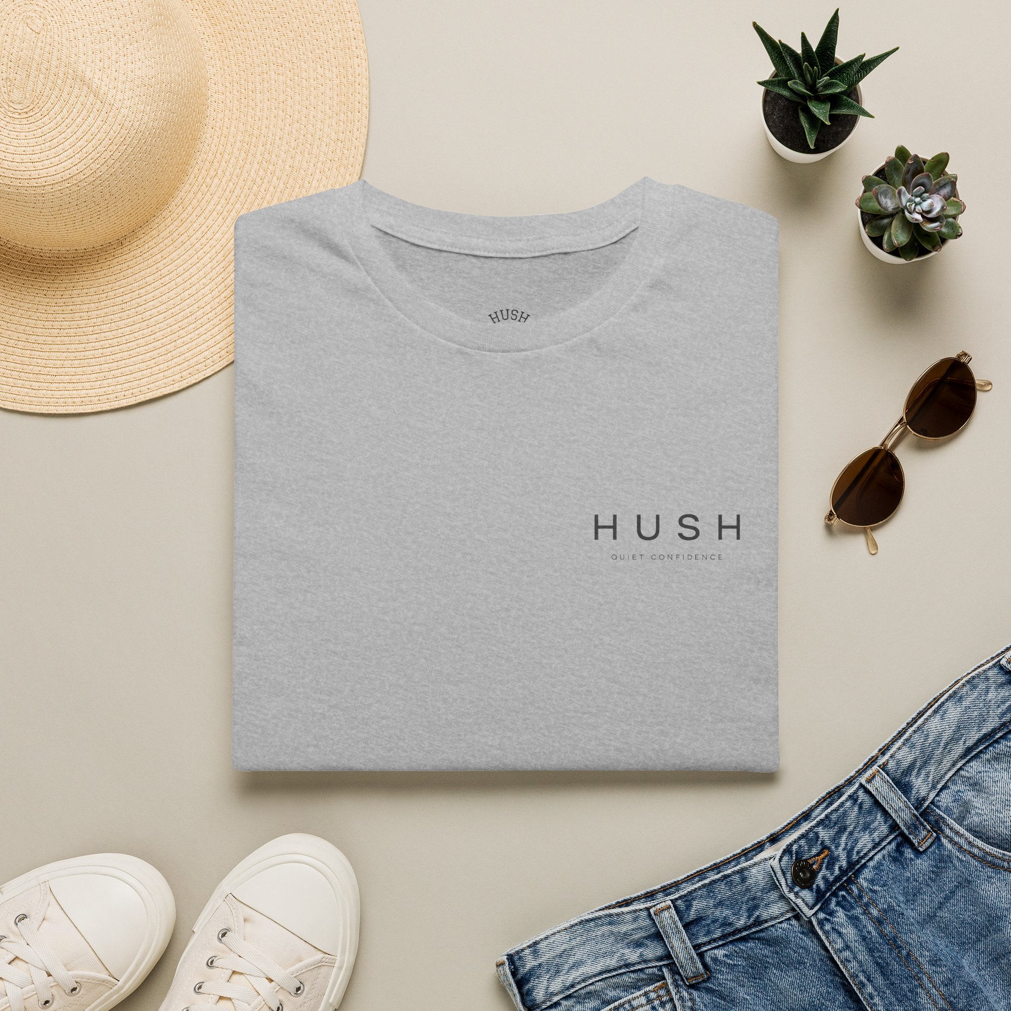 Hush Minimalist Tee — Quiet Confidence Graphic T-Shirt