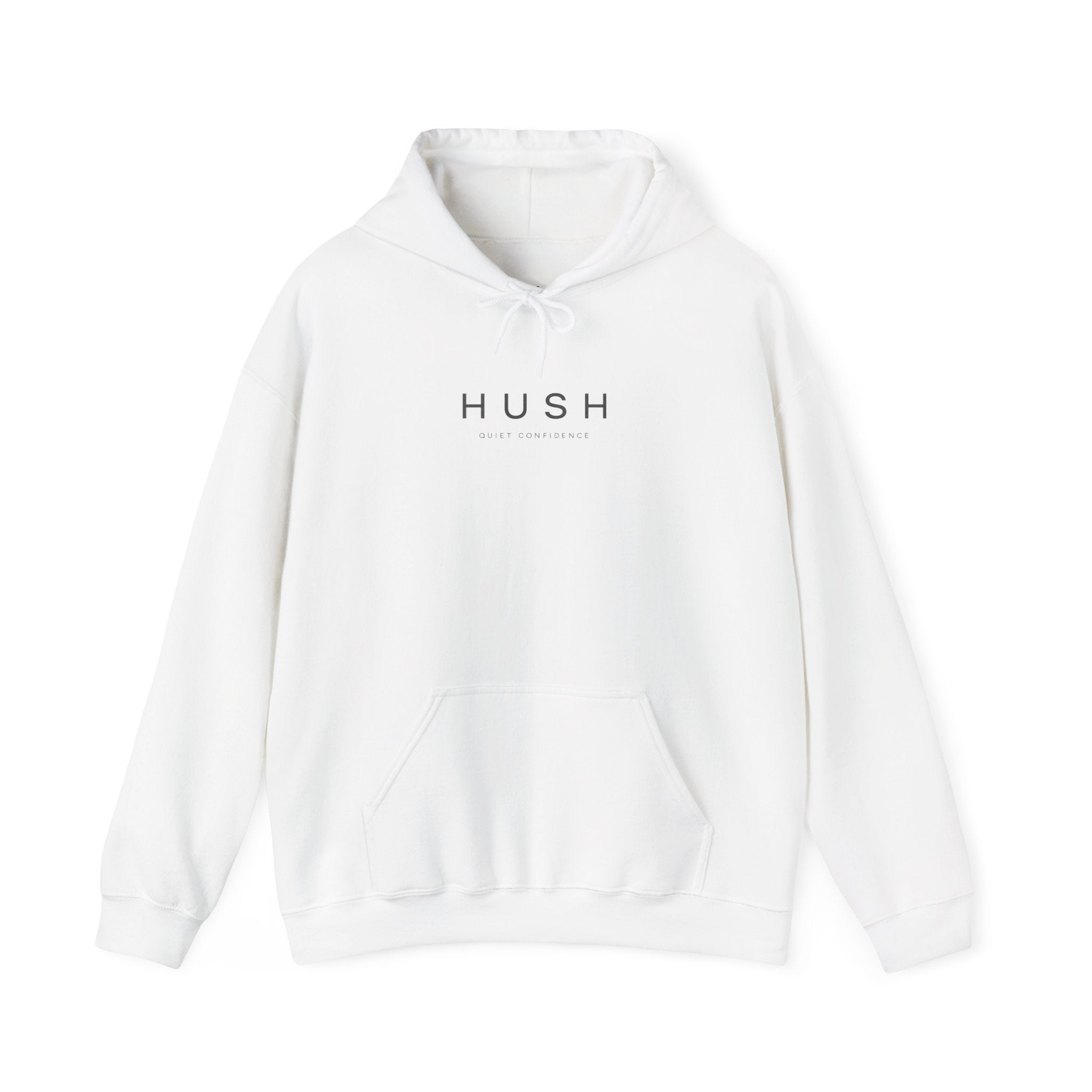 Hush Minimalist Logo Hoodie — Soft White Comfort Pullover