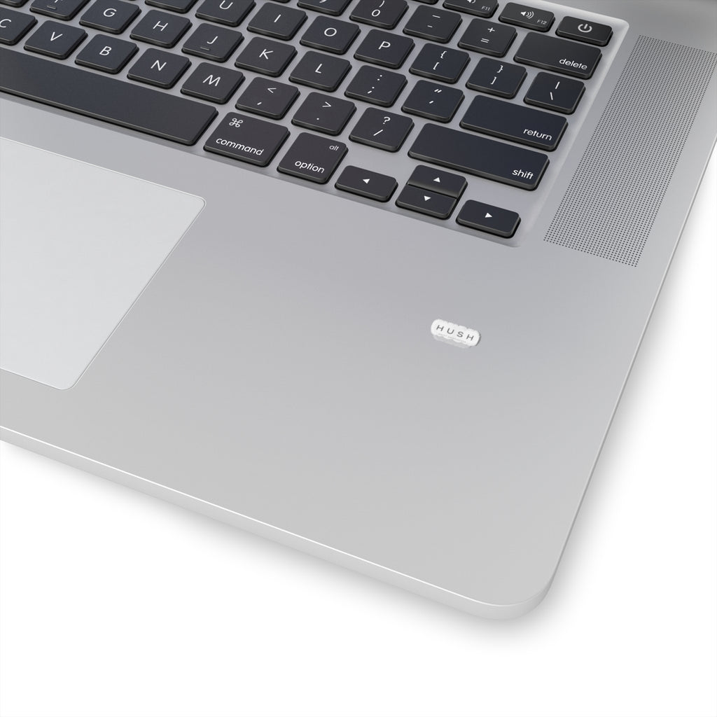 HUSH Minimal Logo Kiss-Cut Sticker — Small Matte Brand Decal for Laptops & Water Bottles