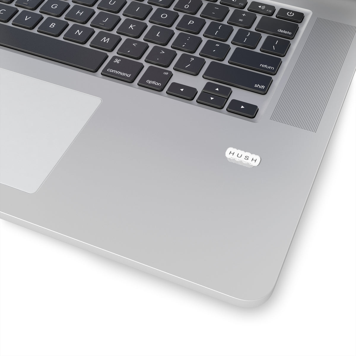 HUSH Minimal Logo Kiss-Cut Sticker — Small Matte Brand Decal for Laptops & Water Bottles