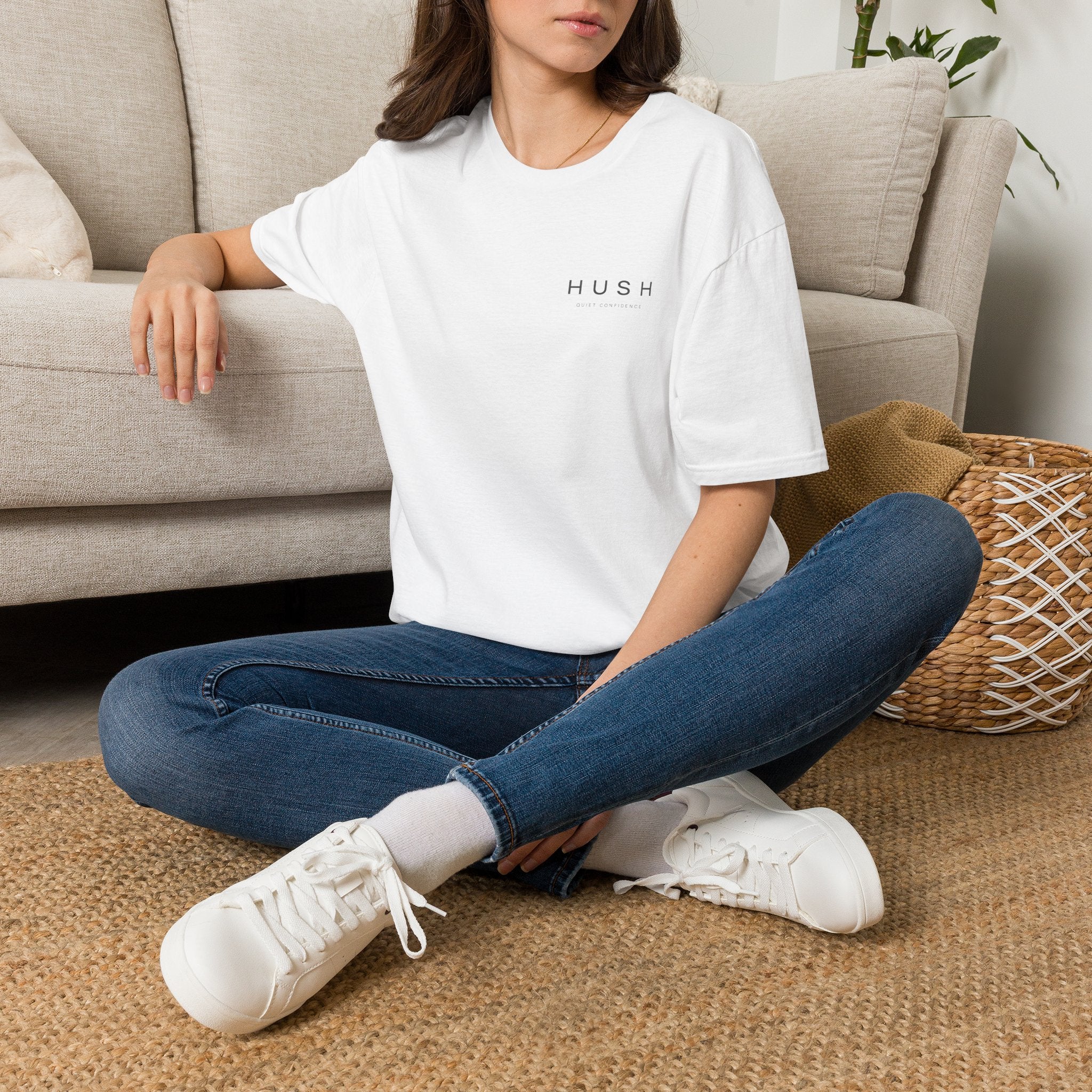 Hush Minimalist Tee — Quiet Confidence Graphic T-Shirt