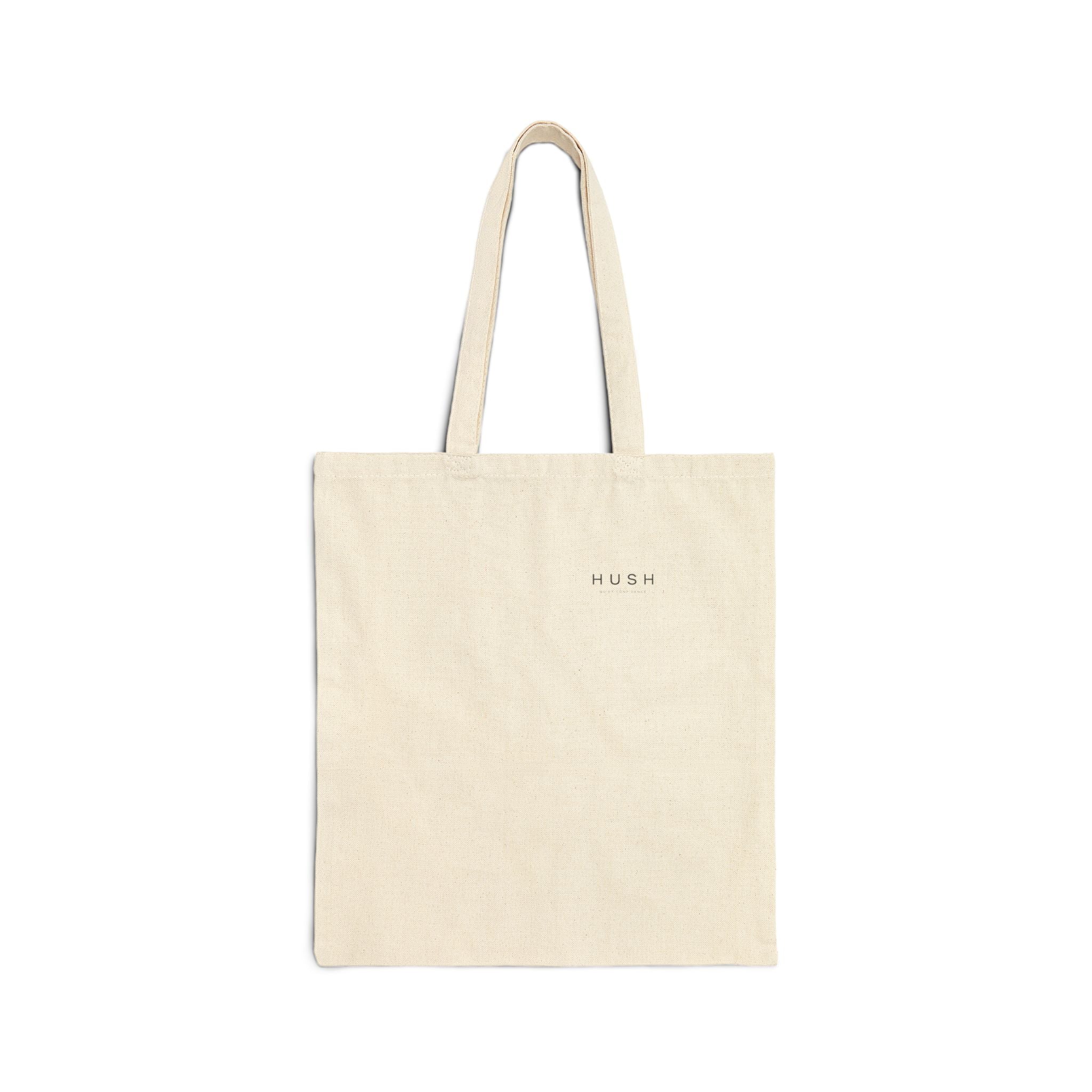 Minimal Canvas Tote Bag — Subtle 'HUSH' Embroidered Cotton Tote