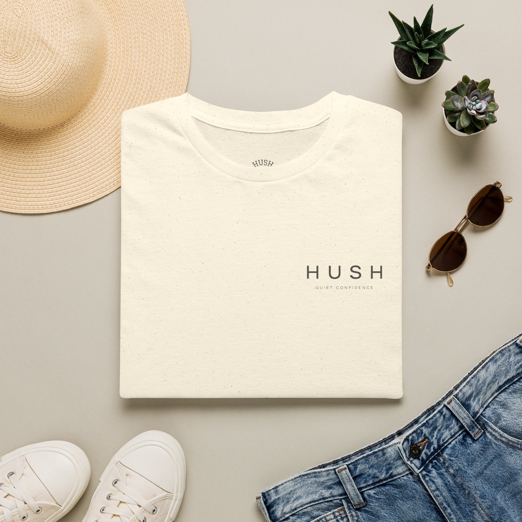 Hush Minimalist Tee — Quiet Confidence Graphic T-Shirt