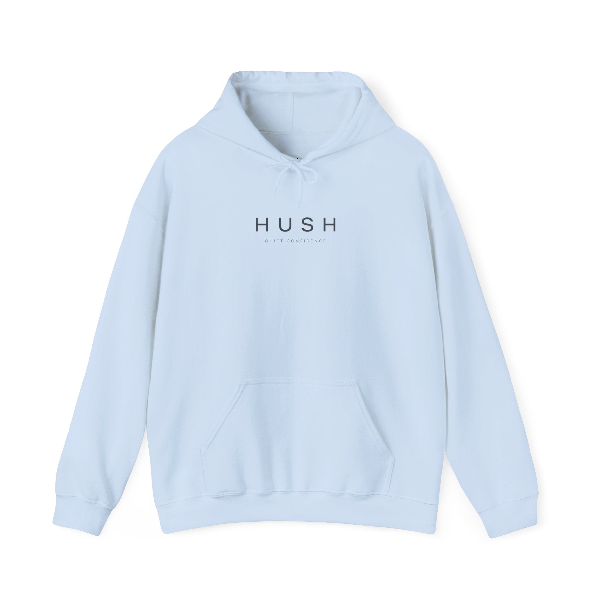 Hush Minimalist Logo Hoodie — Soft White Comfort Pullover