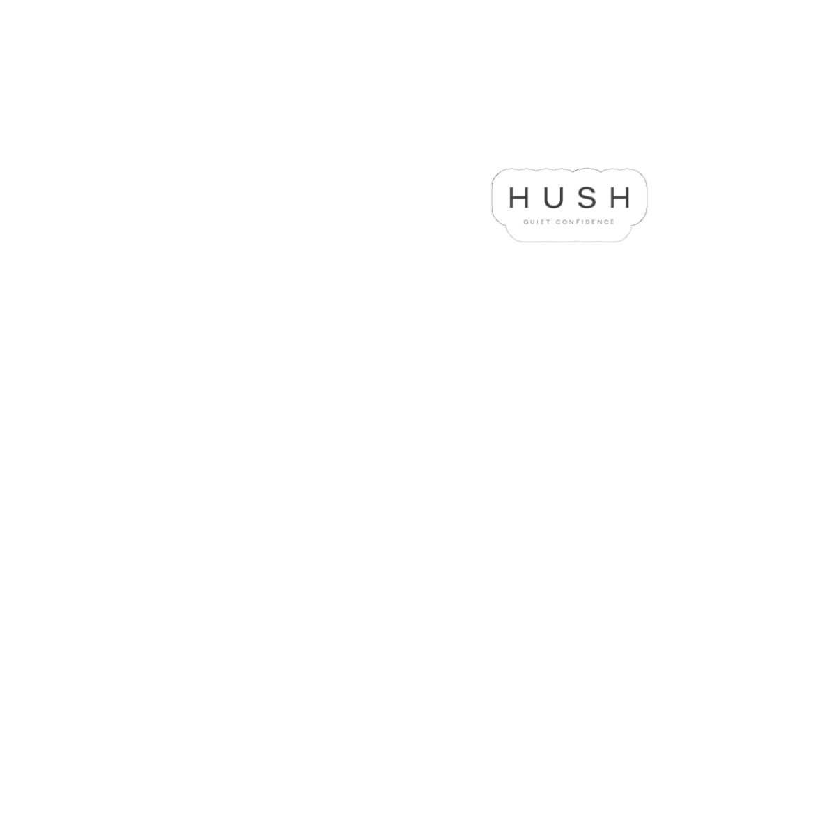 HUSH Minimal Logo Kiss-Cut Sticker — Small Matte Brand Decal for Laptops & Water Bottles