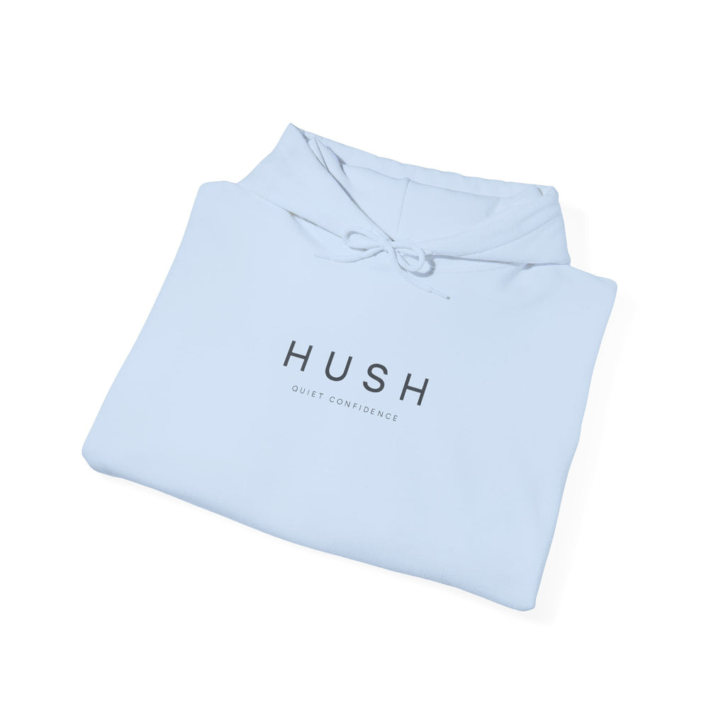 Hush Minimalist Logo Hoodie — Soft White Comfort Pullover