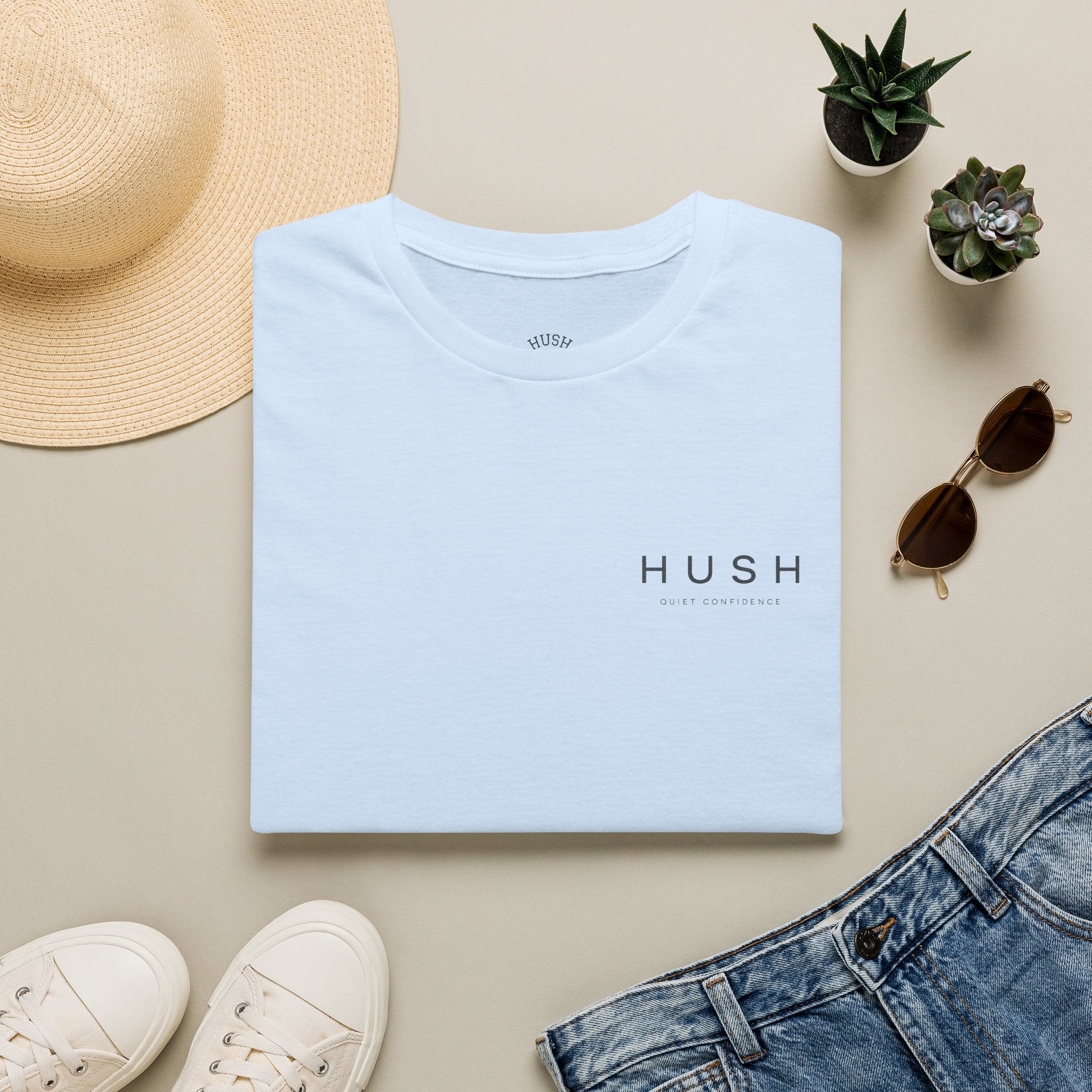 Hush Minimalist Tee — Quiet Confidence Graphic T-Shirt