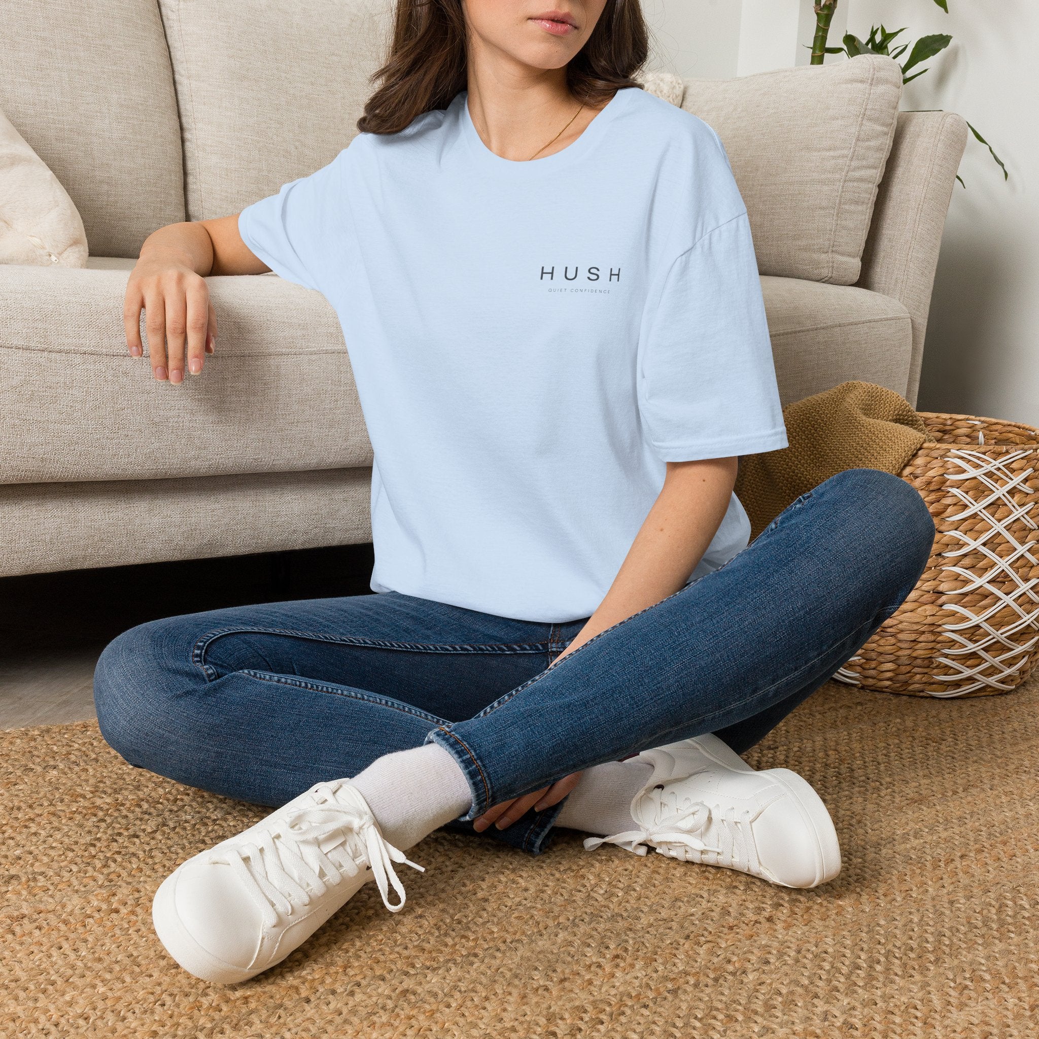 Hush Minimalist Tee — Quiet Confidence Graphic T-Shirt